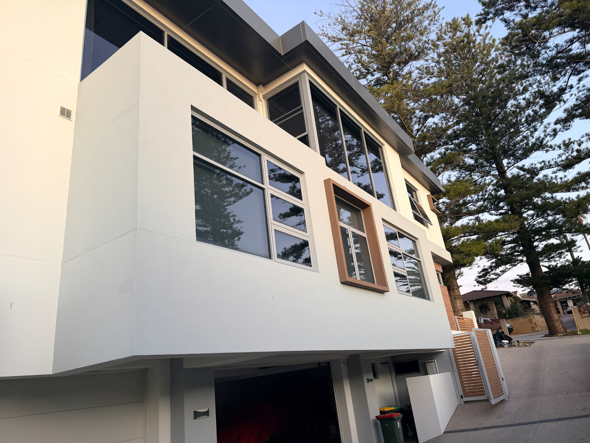 Completed North Beach facade after render replacement and re-texture