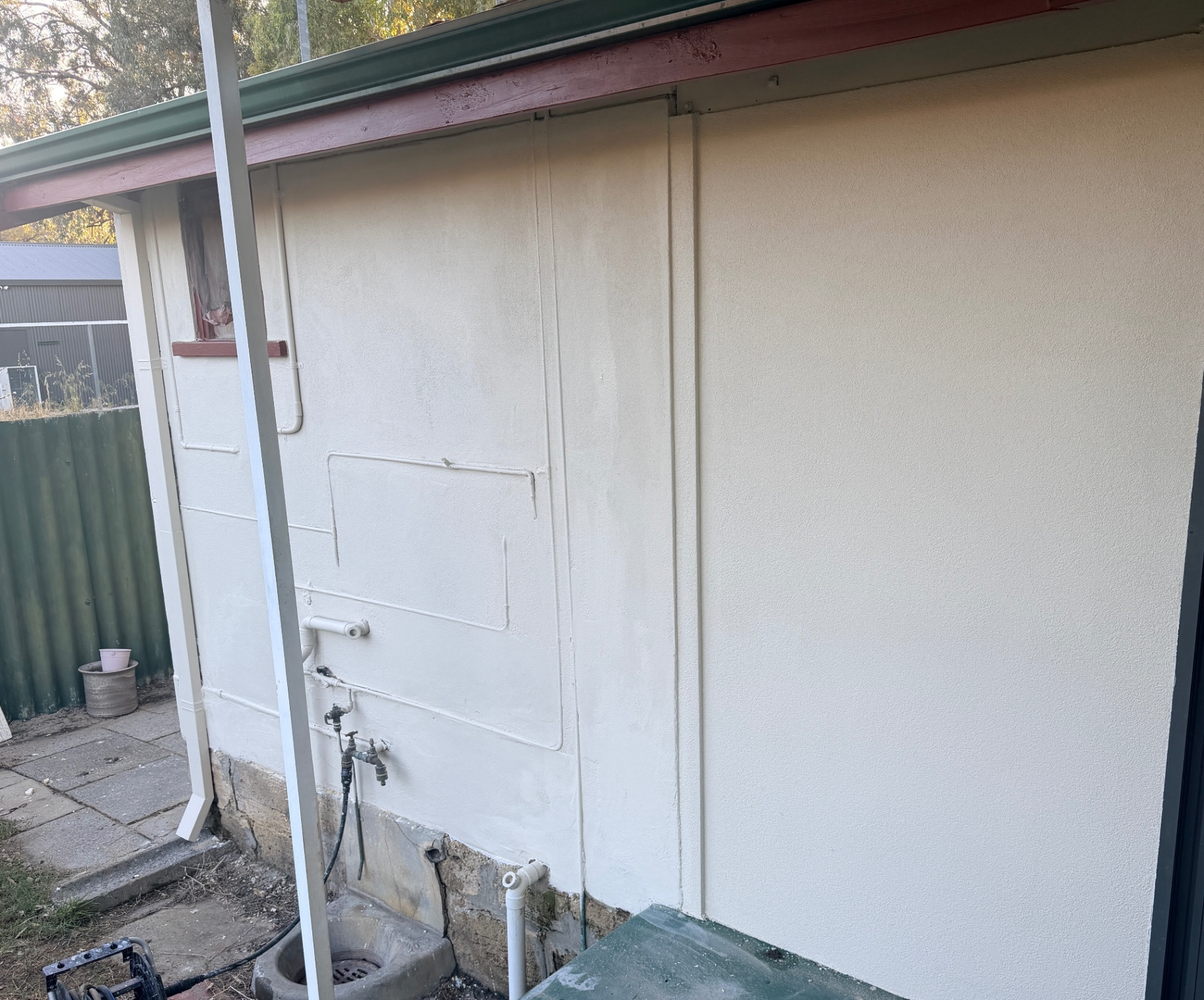 Closer view of the restored and painted rear wall at the Victoria Park home